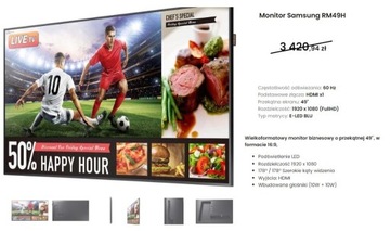 USZKODZONY Telewizor LED monitor SAMSUNG RM49H