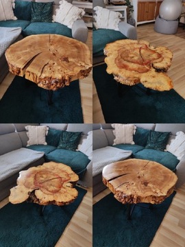 Stolik kawowy z plastra drewna 