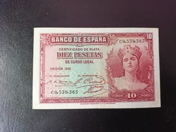 Hiszpania 10 Pesetas 1935
