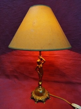 Lampka figuralna z abażurem mosiądz onyx 47cm