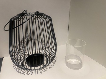 Lampion metalowy na świecę 23 cm czarny Dekor