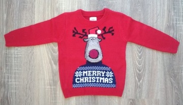 George świąteczny sweter z reniferem 3D r. 86/92