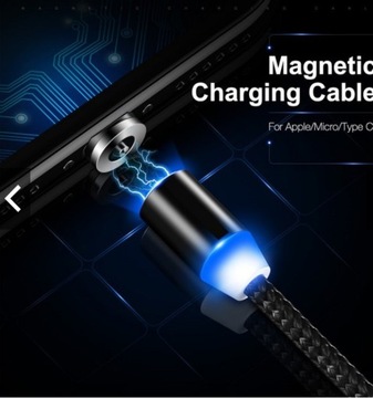 IPHONE Kabel magnetyczny LED 3w1 2.4A Micro Lightn