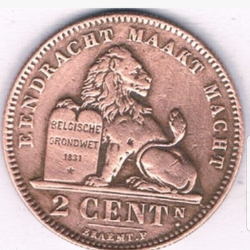 BELGIA 1911 2 CENT