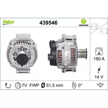 Alternator VALEO  439546 14V 180A