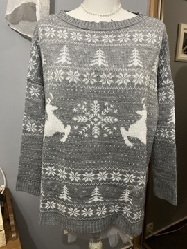 Sweter damski norweski wzór oversize