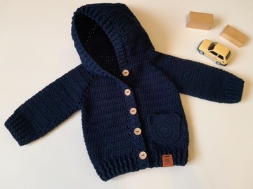 Sweter rozpinany z kapturem niemowlęcy Handmade
