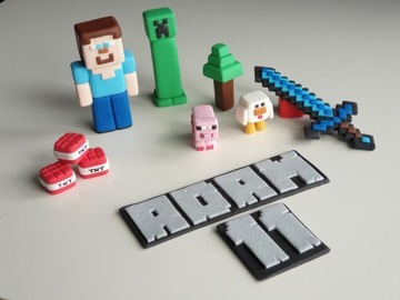Minecraft figurki na tort zestaw 4
