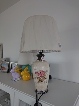 Lampa stołowa ceramiczna porcelanowa róże nowa