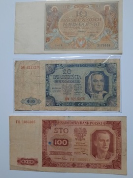 280N' TRZY BANKNOTY 10 -20 -100 ZŁOTYCH 48-29-48 R