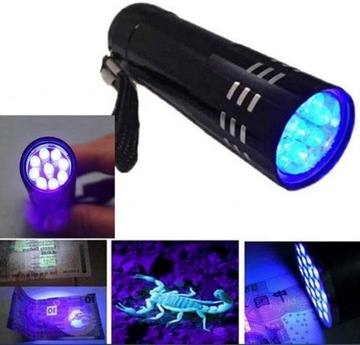 mini latarka UV Ultra Violet 9 LED aluminium