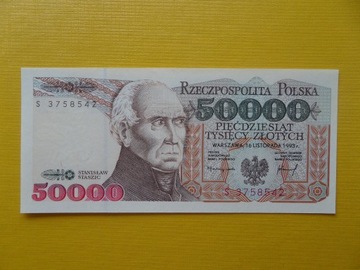 50 000 zł Stanisław Staszic 1993 PRL seria S UNC