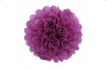 Pompon z bibuły fiolet 15 cm 5 sztuk