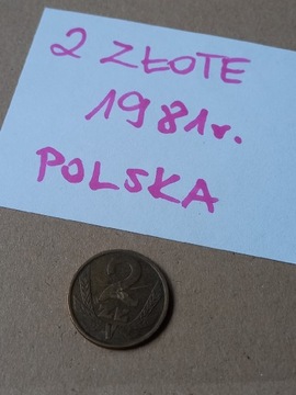 Moneta 2 zł z 1981r. Obiegowa Polska moneta stara