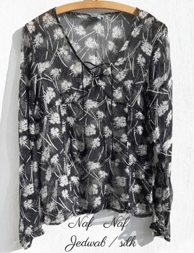 Naf Naf jedwabna ażurowa bluzka z wiązaniem r.M 