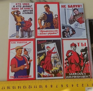 6x Magnes na lodówkę kolekcja propaganda sowiecka
