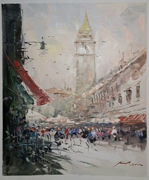 Architektura miasto obraz olejny płótno 50x60