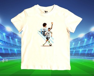 Koszulka T-shirt Messi biała dziecięca 8 lat