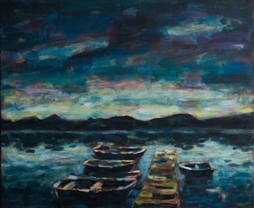 Obraz akrylowy, łódki, 50x60cm