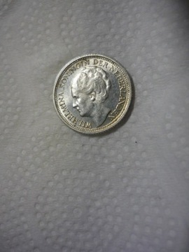SREBRNA PIĘKNA moneta 10 cents 1941 r. HOLANDIA