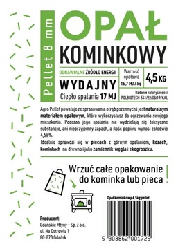 opał kominkowy worki papierowe po 4,5kg pelet 8mm