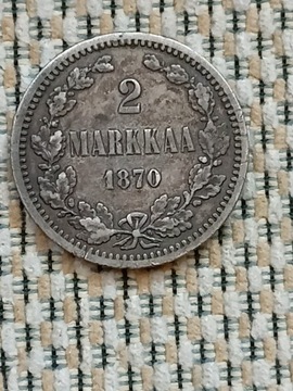 Finlandia 2 Marki, Srebro-1870r. Carska Rosja.