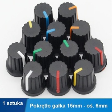 Pokrętło gałka 15mm - oś. 6mm ZIELONY