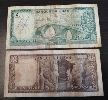 Liban - kolekcjonerskie banknoty 1 lira, 5 lirów