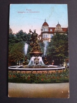 Posen Poznań Konigsplatz Perseusbrunnen1919 rok.
