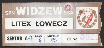 bilet mecz EL. LM - WIDZEW - LITEX ŁOWECZ - 1999