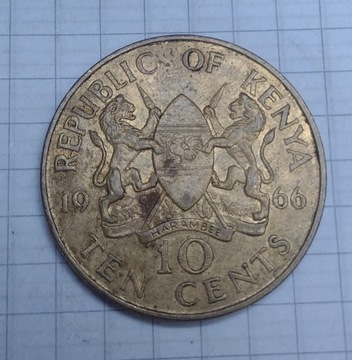 (1022) Kenia 10 centów 1966