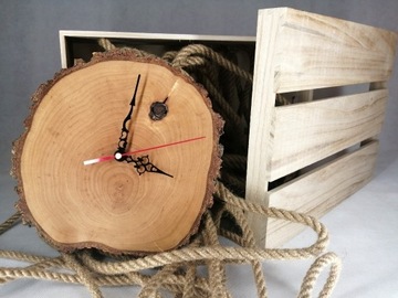 Zegar drewniany z plastra brzozy, loft