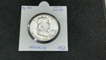 USA Half Dollar Franklin ag.900 1952r.Mennicza