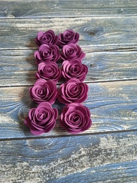 Róże papierowe do scrapbooking,ciemny fiolet10szt