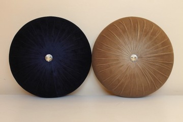 Poduszki granatowe dekoracyjne okrągłe z kryształk
