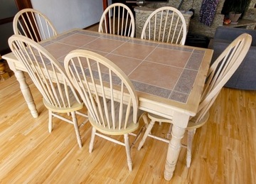 Komplet stół 164x98cm plus 6 krzeseł, drewno
