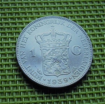 HOLANDIA * 1 Gulden 1939 * SREBRO 0,720 * km#161.1