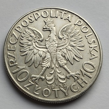 10 zł 1932r  Polonia Głowa kobiety srebro 