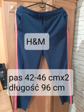 H&M eleganckie spodnie granatowe z lampasem 42/44