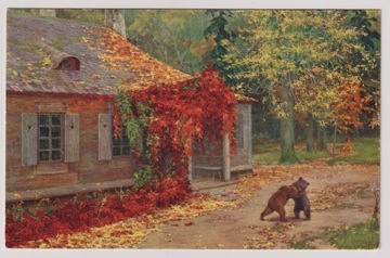 Dworek jesienią Niedźwiedzie 1910 Weyssenhoff 015E