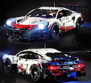 Klocki Porsche 911 Lights 1:10 50cm OŚWIETLENIE 1580pcs kompatybilne z LEGO