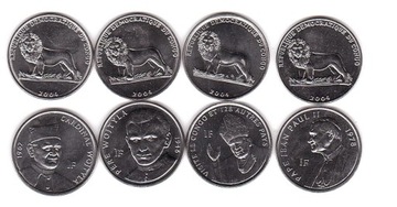 Congo/Kongo - zestaw 4 coins (4 x 1 Franc) 2004 - Pope - UNC