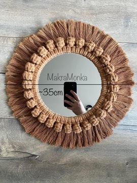 Lustro Makrama Karmelowe Średnica 35cm