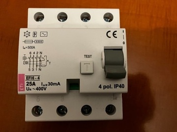 Wyłącznik różnicowoprądowy ETI EF16-4 25A/30mA