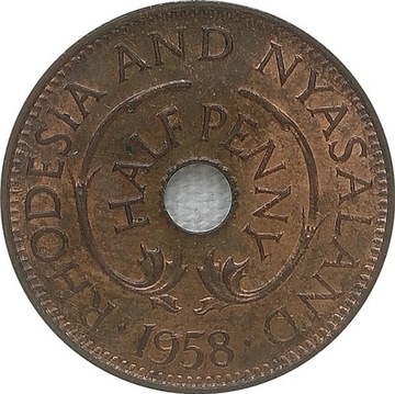 Rodezja i Niasa 1/2 penny 1958, KM#1