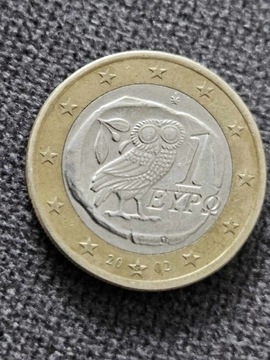 Grecka Sowa 1 euro, rok 2002