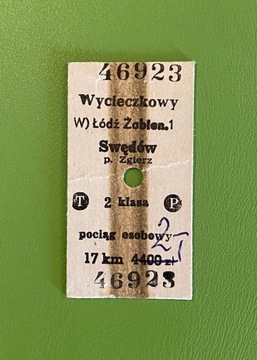Bilet kolejowy wycieczkowy kartonikowy PRL vintage