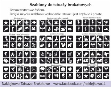 Szablony do tatuaży brokatowych 40szt