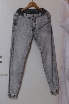 HS Jeans spodnie na gumkę popielate szare gray S/M