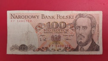 Banknot 100 zł z 1988r, Seria RF